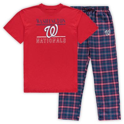 Men's Concepts Sport Red/Navy Washington Nationals Big & Tall Lodge T-Shirt & Pants Sleep Set