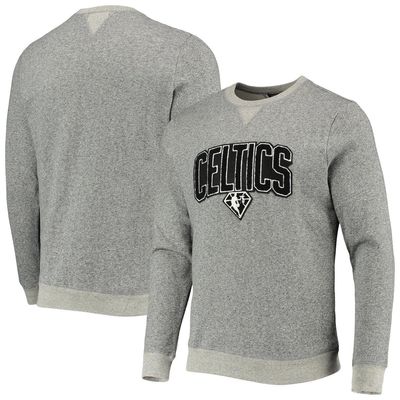 Men's Junk Food Heathered Gray Boston Celtics Marled French Terry Pullover Sweatshirt in Heather Gray
