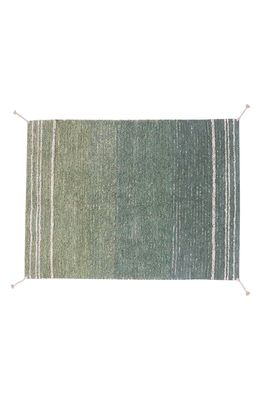Lorena Canals Reversible Washable Recycled Cotton Blend Rug in Vintage Blue Olive /Natural