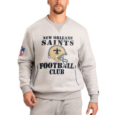 Men's Starter Gray New Orleans Saints Locker Room Throwback End Zone Pullover Sweatshirt