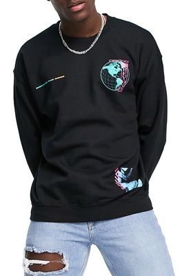 Topman Discover The Noise Graphic Sweatshirt in Black