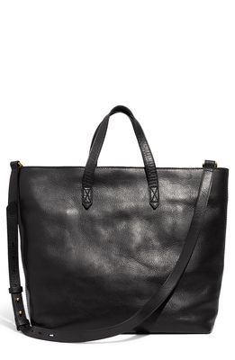 Madewell Zip Top Transport Leather Carryall in True Black