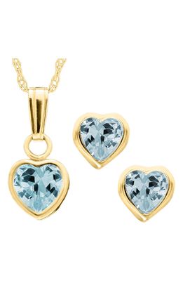 Mignonette 14k Gold Birthstone Necklace & Stud Earrings in March
