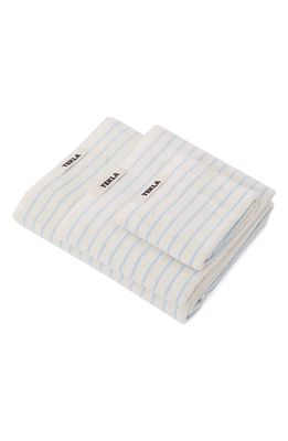 Tekla Organic Cotton Bath Towel in Baby Blue Stripes