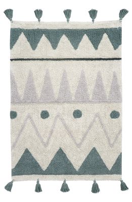 Lorena Canals Mini Washable Cotton Blend Rug in Natural Blue Pearl Grey