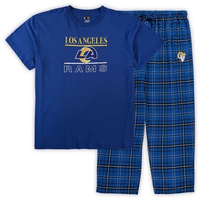 Men's Concepts Sport Royal Los Angeles Rams Big & Tall Lodge T-Shirt and Pants Sleep Set