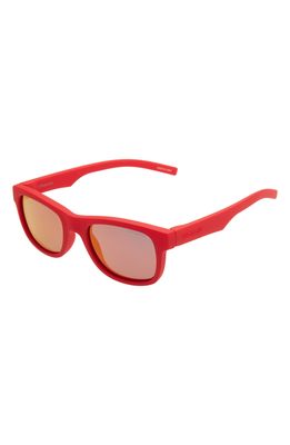 Polaroid Kids' 43mm Small Polarized Square Sunglasses in Red/Red Mirror Polarized