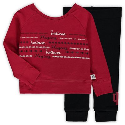 Girls Infant Colosseum Crimson/Black Indiana Hoosiers Crystal Ball Long Sleeve T-Shirt and Leggings Set