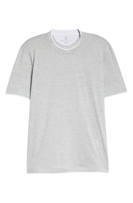 Brunello Cucinelli Men's Slim Fit Silk & Cotton T-Shirt in Cc559 Pearl Grey