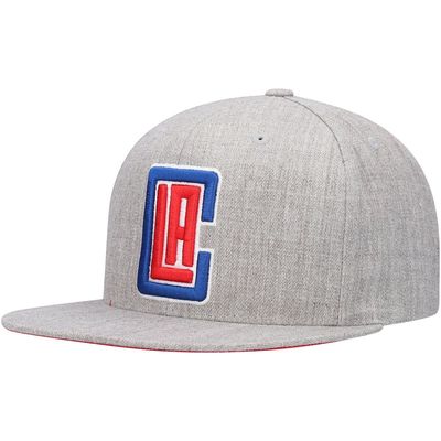 Men's Mitchell & Ness Heathered Gray LA Clippers Team Logo Snapback Hat in Heather Gray