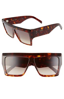 CELINE 60mm Flat Top Sunglasses in Dark Havana/Gradient Brown