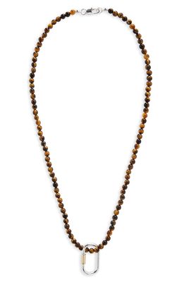 Nordstrom Carabiner Beaded Necklace in Brown- Silver