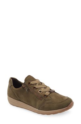 ara Ollie Lace-Up Sneaker in Olive Nubuck-Lux