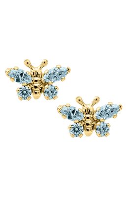 Mignonette Butterfly Birthstone Gold Earrings in March