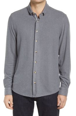 Stone Rose Men's Drytouch Solid Fleece Button-Up Shirt in Grey