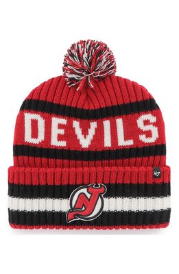 Men's '47 Red New Jersey Devils Bering Cuffed Knit Hat with Pom