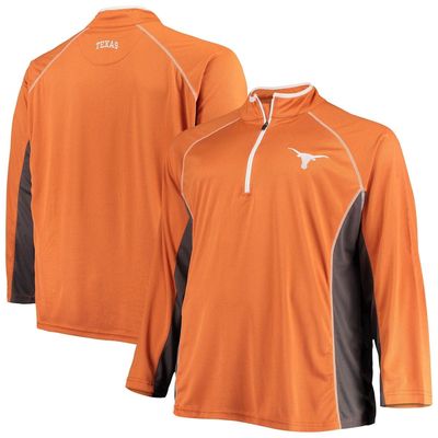 PROFILE Men's Texas Orange Texas Longhorns Big & Tall Textured Raglan Quarter-Zip Jacket in Burnt Orange