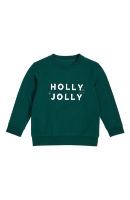 Petit Lem Holly Jolly Applique Organic Cotton Sweatshirt in Green