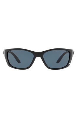 Costa Del Mar 64mm Polarized Wraparound Sunglasses in Black