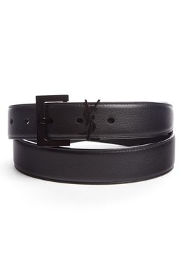 Saint Laurent YSL Leather Belt in Black