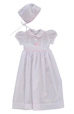 Carriage Boutique Embroidered Christening Gown & Bonnet Set in White