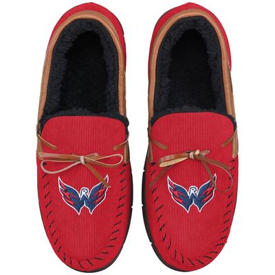 Men's FOCO Washington Capitals Corduroy Moccasin Slippers in Red