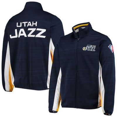 Men's G-III Sports by Carl Banks Navy Utah Jazz 75th Anniversary Power Forward Space-Dye Full-Zip Track Jacket
