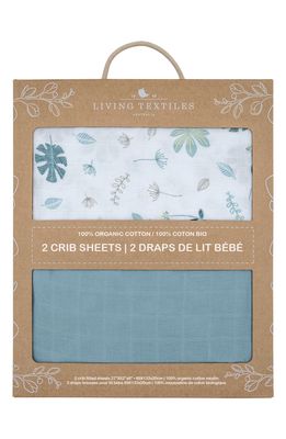 Living Textiles Leaf Organic Cotton 2-Pack Crib Sheets in Green