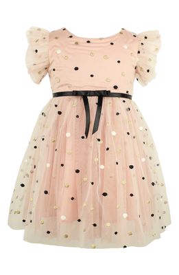 Popatu Kids' Polka Dot Fit & Flare Tulle Dress in Dusty Pink