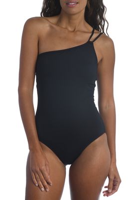 La Blanca Goddess One-Shoulder One-Piece Swimsuit in Black