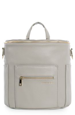 Fawn Design The Mini Convertible Water Resistant Faux Leather Diaper Bag in Grey