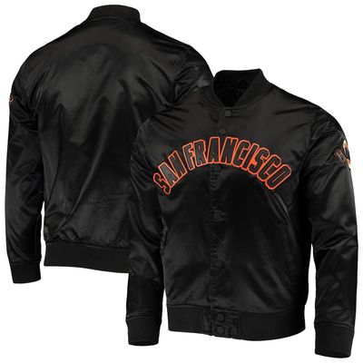 Men's Pro Standard Black San Francisco Giants Wordmark Satin Full-Snap Jacket