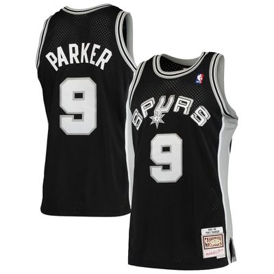 Men's Mitchell & Ness Tony Parker #9 Black San Antonio Spurs 2001-02 Hardwood Classics Swingman Jersey