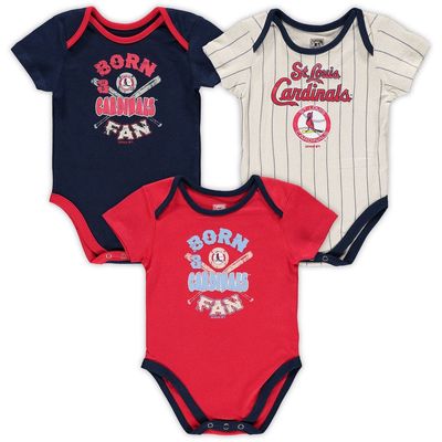 Outerstuff Infant Navy/Red/Cream St. Louis Cardinals Future Number One Creeper Three-Pack