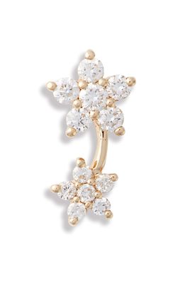 EF Collection Diamond Double Flower Stud Earring in Yellow Gold - Right