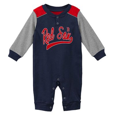 Outerstuff Newborn & Infant Navy/Heathered Gray Boston Red Sox Scrimmage Long Sleeve Jumper