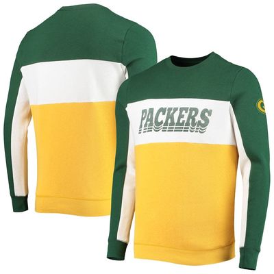 Men's Junk Food Green/Gold Green Bay Packers Color Block Pullover Sweatshirt