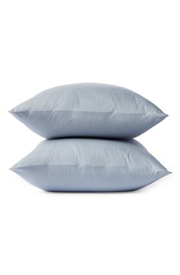 Coyuchi Set of 2 Organic Crinkled Percale Pillowcases in Steel Blue