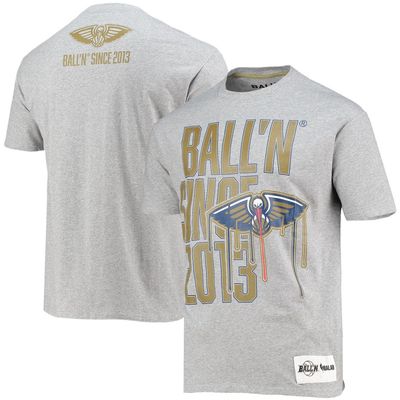 BALL-N Men's BALL'N Heathered Gray New Orleans Pelicans Since 2013 T-Shirt in Heather Gray