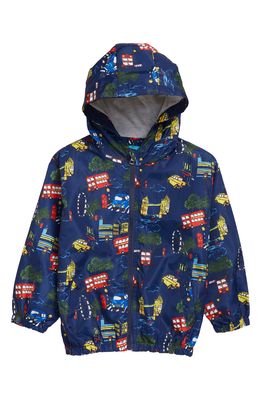 Denim Bay Kids' London Print Hooded Jacket in Navy