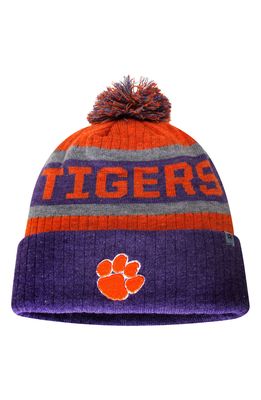 Men's Top of the World Orange/Purple Clemson Tigers Below Zero Cuffed Pom Knit Hat