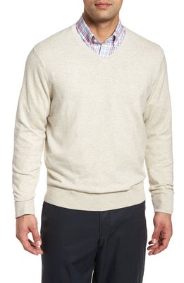 Cutter & Buck Lakemont Classic Fit V-Neck Sweater in Oatmeal Heather