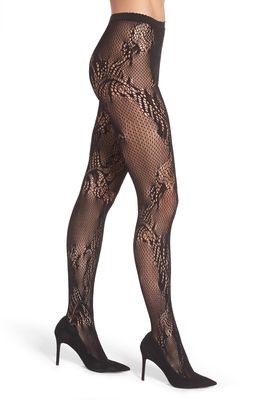 Natori Feather Lace Fishnet Tights in Black