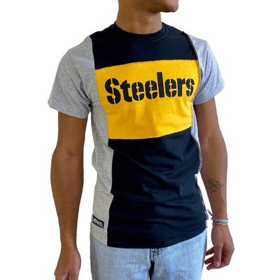 Men's Refried Apparel Heather Black Pittsburgh Steelers Sustainable Split T-Shirt