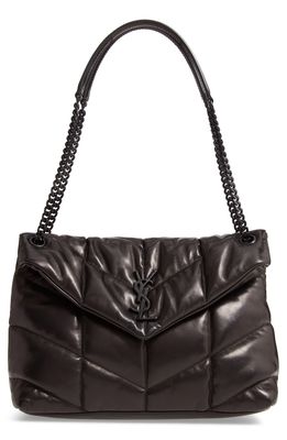 Saint Laurent Medium Loulou Quilted Puffer Leather Shoulder Bag in Noir
