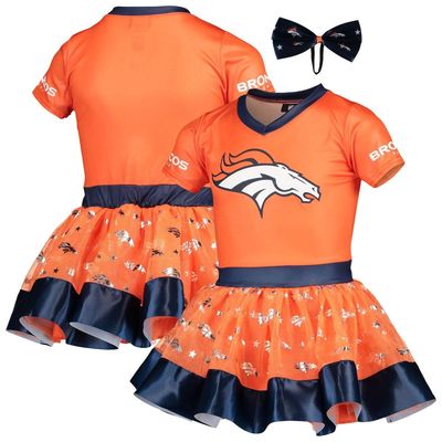 JERRY LEIGH Girls Youth Orange Denver Broncos Tutu Tailgate Game Day V-Neck Costume