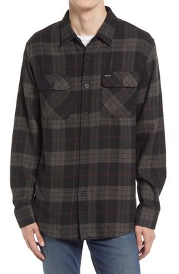 Brixton Bowery Slim Fit Plaid Flannel Button-Up Shirt in Black Checker