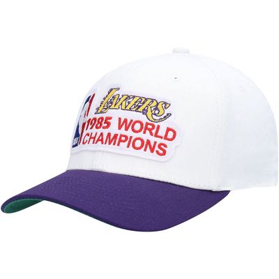 Men's Mitchell & Ness White/Purple Los Angeles Lakers Hardwood Classics 1985 NBA World Champions Snapback Hat