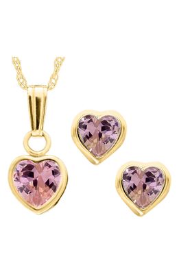 Mignonette 14k Gold Birthstone Necklace & Stud Earrings in October