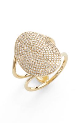 EF Collection Jumbo Oval Pave Diamond Ring in Yellow Gold